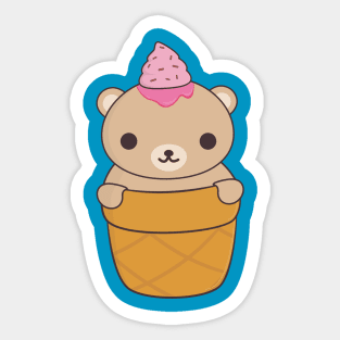 Brown Ice Cream Bear T-Shirt Sticker